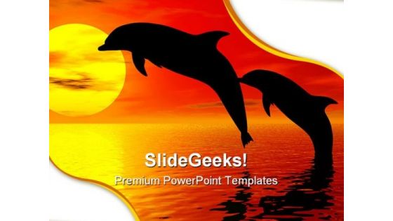 Jumping Dolphins Animals PowerPoint Backgrounds And Templates 1210
