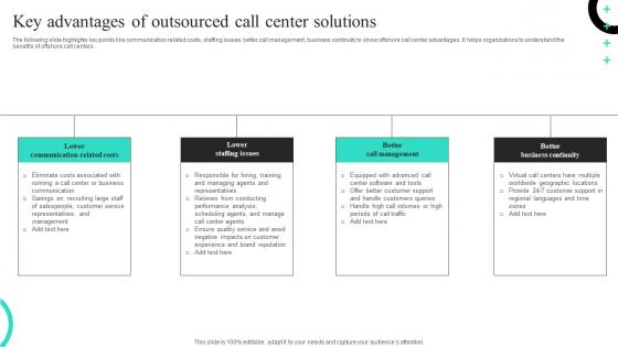 Key Advantages Of Outsourced Call Center Solutions Brochure Pdf