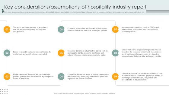 Key Considerations Assumptions Of Hospitality Industry Lodging And Accommodation Industry IR SS V Key Considerations Assumptions Of Hospitality Industry Lodging And Accommodation Industry IR SS V