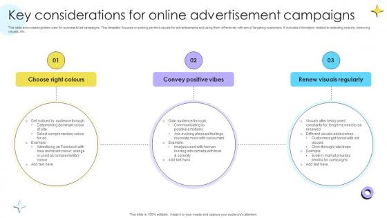 Key Considerations For Online Advertisement Encouraging Repetitive Customer Purchase Ppt Sample Key Considerations For Online Advertisement Encouraging Repetitive Customer Purchase Ppt Sample