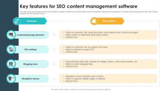 Key Features For Seo Content Management Software Seo Content Plan To Drive Strategy SS V