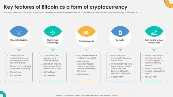 Key Features Of Bitcoin As A Form Everything About Bitcoin PPT Sample Fin SS V