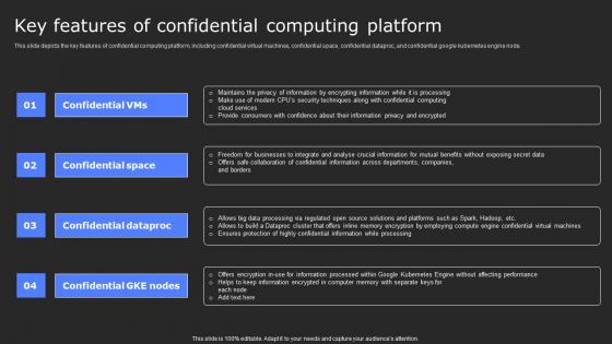 Key Features Of Confidential Computing Platform Secure Computing Framework Brochure Pdf