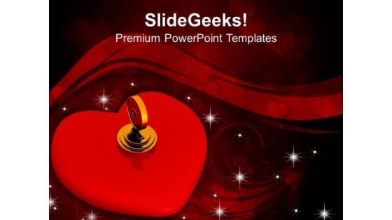 Key Lock Red Heart Security PowerPoint Templates Ppt Backgrounds For Slides 0213