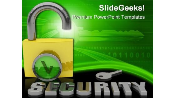 Key Padlock Security PowerPoint Templates And PowerPoint Backgrounds 0211