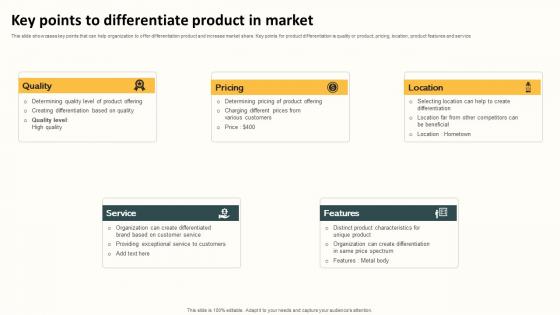 Key Points To Differentiate Product In Market Market Expansion Through Elements Pdf
