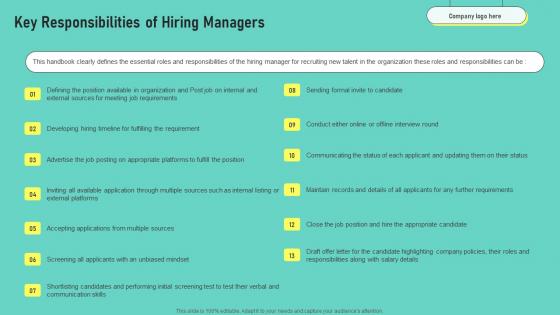 Key Responsibilities Of Hiring Managers Human Resources Hiring Guide Optimal Themes Pdf