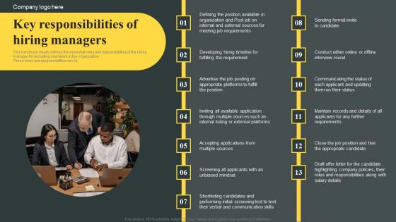 Key Responsibilities Of Hiring Managers Organizations Guide To Talent Slides Pdf