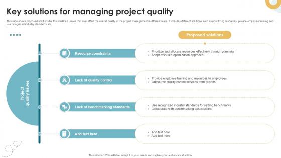 Key Solutions For Managing Project Executing Quality Ppt Slides PM SS V