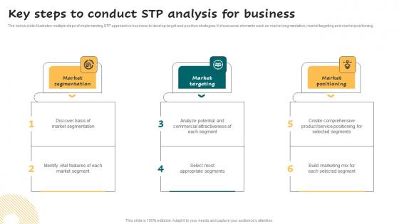 Key steps to conduct STP analysis for business successful guide for market segmentation infographics pdf