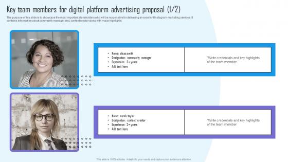 Key Team Members For Digital Platform Advertising Proposal Sample Pdf Key Team Members For Digital Platform Advertising Proposal Sample Pdf