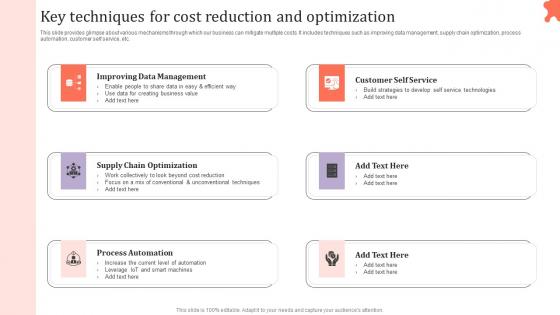 Key Techniques For Cost Reduction Assessing Corporate Financial Techniques Formats Pdf