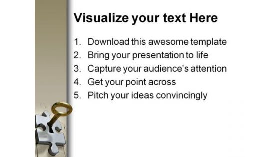 Key To Puzzle Success PowerPoint Template 0510