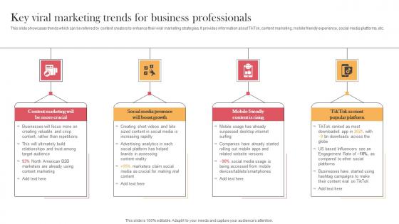 Key Viral Marketing Trends For Business Professionals Designing Approaches Brochure Pdf