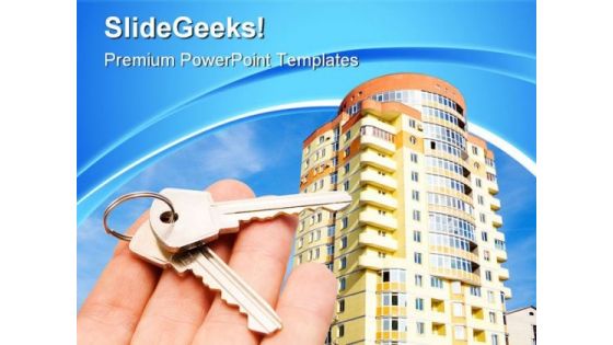 Keys With House Real Estate PowerPoint Templates And PowerPoint Backgrounds 0611