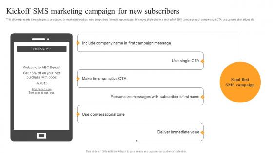 Kickoff SMS Marketing Campaign Text Message Advertising Solutions Enhancing Portrait Pdf