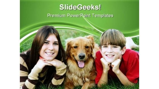 Kids With Dog Children PowerPoint Templates And PowerPoint Backgrounds 0511
