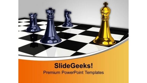 King In Front Of Pawns Game PowerPoint Templates And PowerPoint Themes 1012