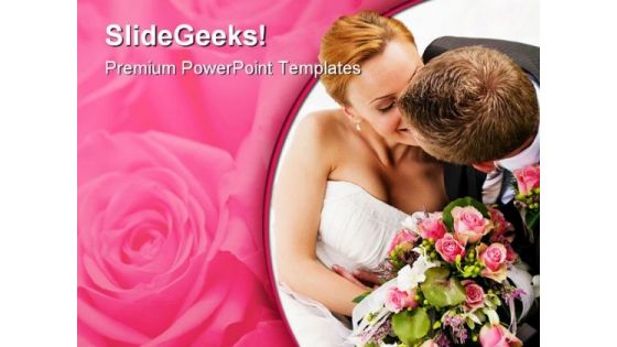 Kissing Couple Wedding PowerPoint Template 0610