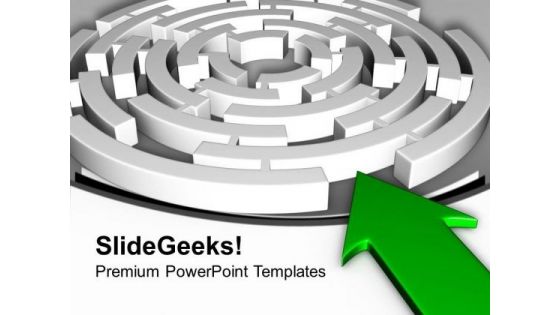 Labyrinth With Green Arrow Business Concept PowerPoint Templates Ppt Backgrounds For Slides 0313