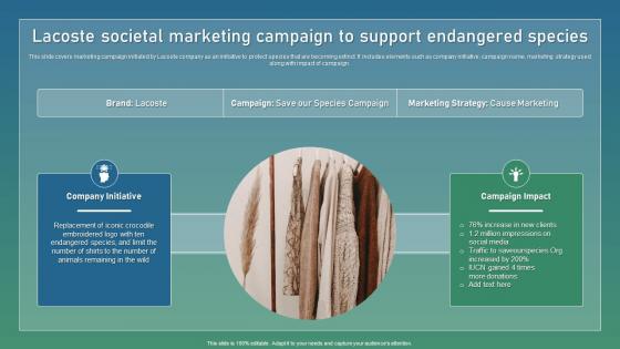 Lacoste Societal Marketing Campaign Strategic Guide For Sustainable Summary Pdf