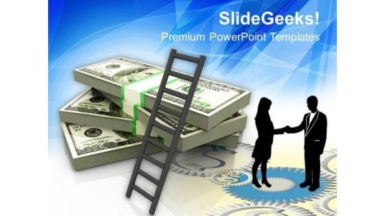 Ladder On Stack Of Dollars Growth Business PowerPoint Templates Ppt Backgrounds For Slides 1212