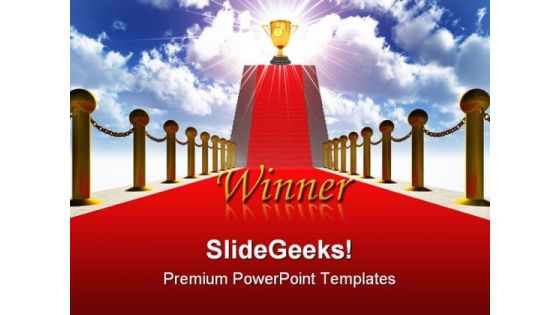 Ladder With A Red Carpet Success PowerPoint Themes And PowerPoint Slides 0211