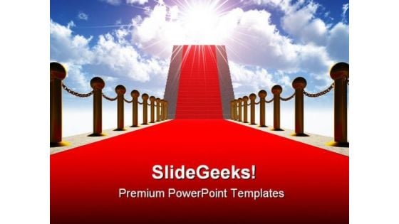 Ladder With Red Carpet Future PowerPoint Template 1110