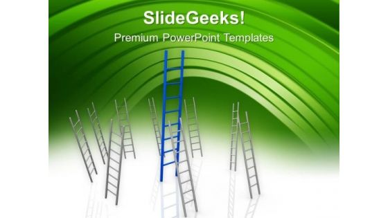 Ladders Shows Growth And Leadership Concept PowerPoint Templates Ppt Backgrounds For Slides 0213