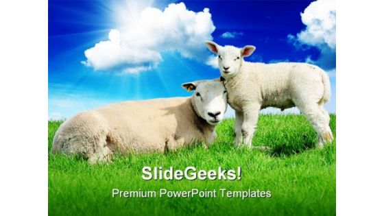 Lamb Animals PowerPoint Template 0910