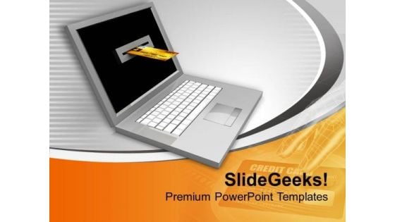 Laptop And Credit Card E Commerce Concept PowerPoint Templates Ppt Backgrounds For Slides 0213