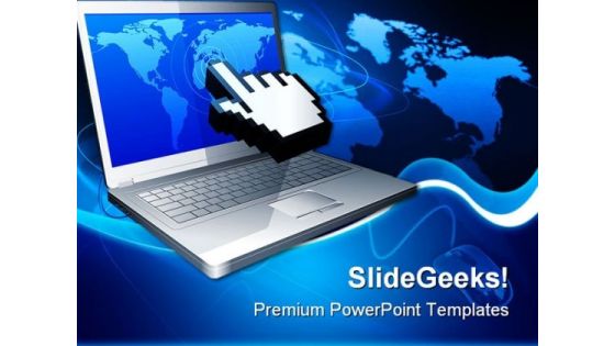 Laptop And Cursor Internet PowerPoint Backgrounds And Templates 1210