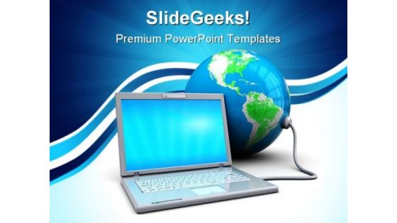 Laptop And Earth Globe PowerPoint Themes And PowerPoint Slides 0411