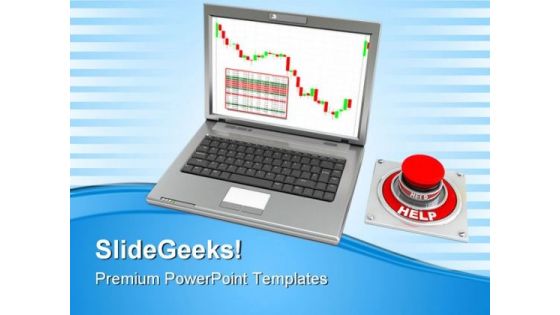 Laptop And Help Button Security PowerPoint Templates And PowerPoint Backgrounds 0711