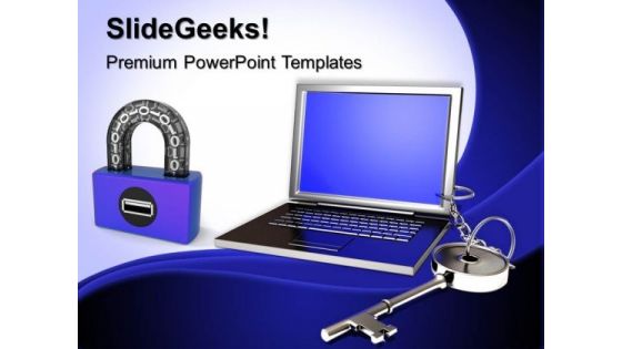 Laptop And Key Chain Security PowerPoint Templates And PowerPoint Themes 0712