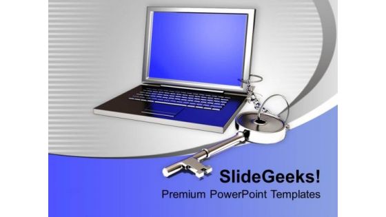 Laptop And Key Chain Security PowerPoint Templates Ppt Backgrounds For Slides 0213