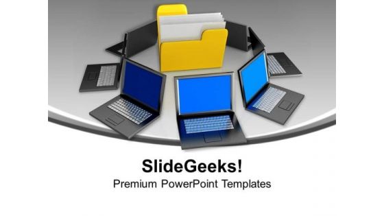 Laptop Around File Folder Internet PowerPoint Templates Ppt Backgrounds For Slides 1212