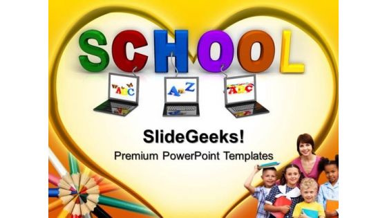 Laptop Connected To School Education PowerPoint Templates And PowerPoint Themes 0712