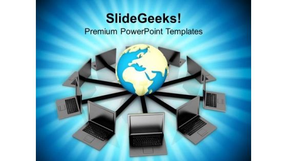 Laptop Connected To World Wide Web PowerPoint Templates Ppt Backgrounds For Slides 0713