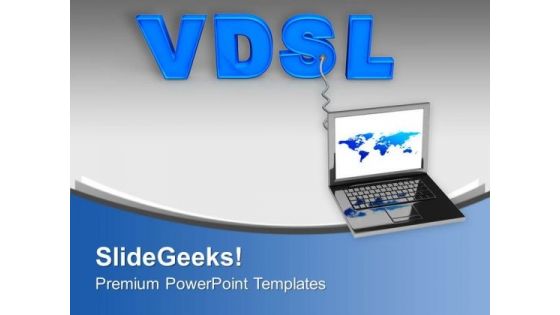 Laptop Connected With Vdsl Internet PowerPoint Templates Ppt Backgrounds For Slides 0213