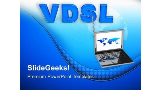 Laptop Connected With Vdsl PowerPoint Templates Ppt Backgrounds For Slides 0213