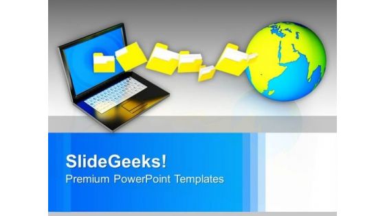 Laptop Downloading Files To Internet PowerPoint Templates Ppt Backgrounds For Slides 1212