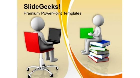 Laptop Has Replaced Books Technology Theme PowerPoint Templates Ppt Backgrounds For Slides 0413