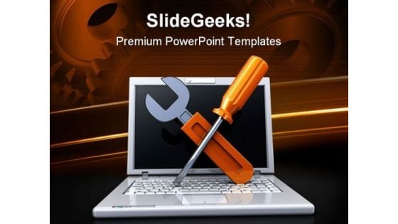 Laptop Repair Industrial PowerPoint Templates And PowerPoint Backgrounds 0211