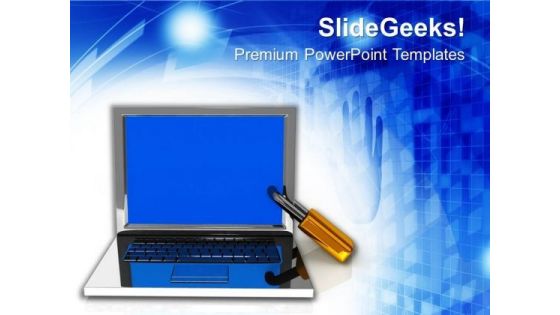 Laptop The Concept Of Information Security PowerPoint Templates Ppt Backgrounds For Slides 0113