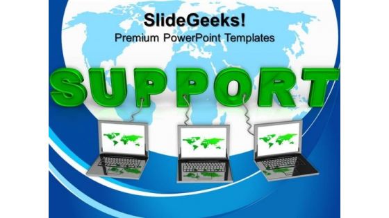 Laptop Wired To Support Teamwork PowerPoint Templates And PowerPoint Themes 0712