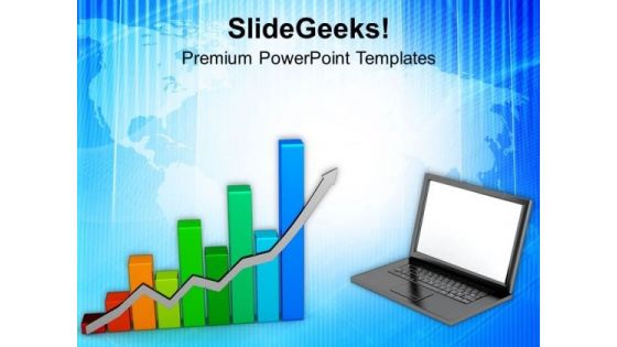 Laptop With Colorful Business Graph PowerPoint Templates Ppt Backgrounds For Slides 0713