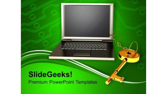 Laptop With Key Chain Business PowerPoint Templates Ppt Backgrounds For Slides 0213