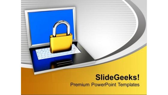 Laptop With Lock Folder Security PowerPoint Templates Ppt Backgrounds For Slides 0113