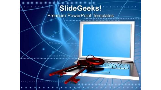 Laptop With Pair Of Keys Security PowerPoint Templates And PowerPoint Themes 0812